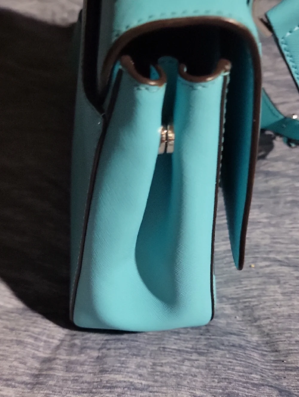 Michael Kors Robins Egg Blue Leather Crossbody Bag with Top Handle